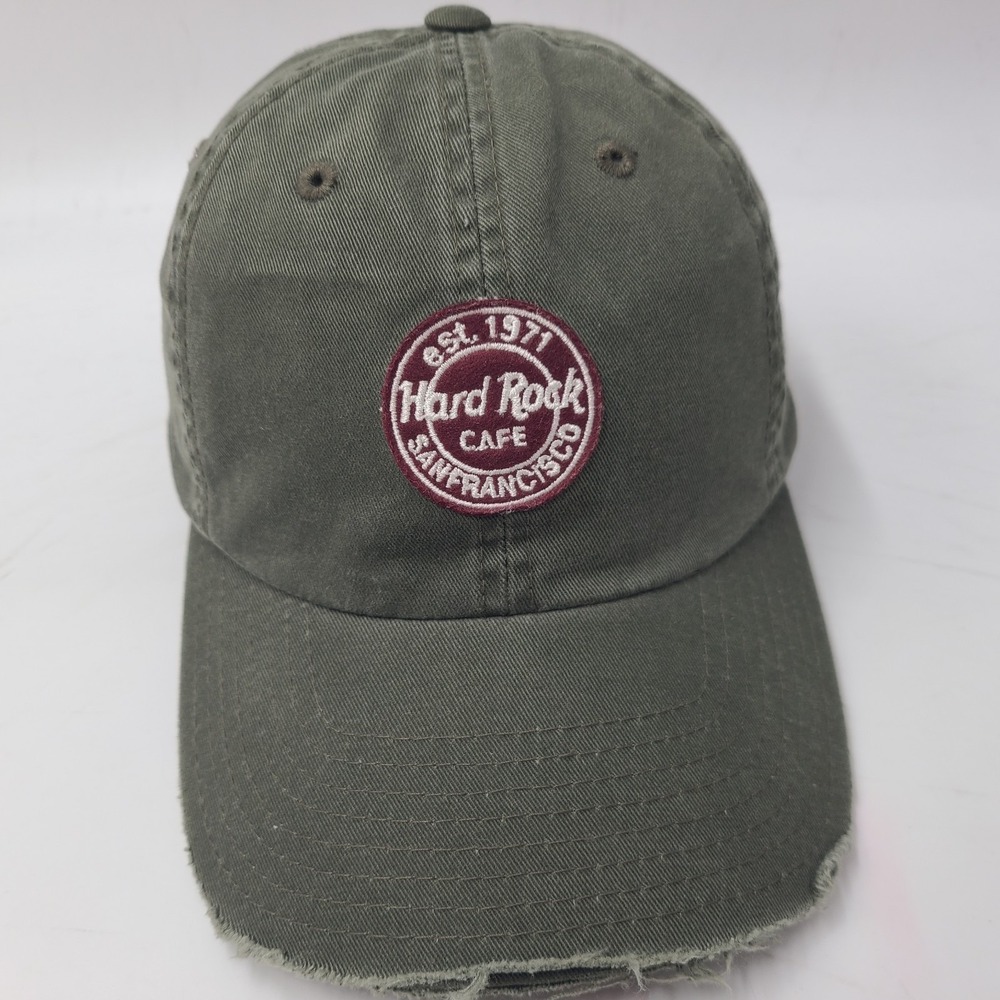 Hard Rock Cafe Hat‎ Strapback Green San Francisco Distressed Adjustable Dad Men